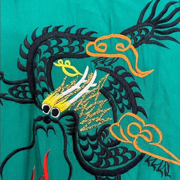 Vintage Green Embroidered short dragon Robe women’s one size with belt - Picture 7 of 7